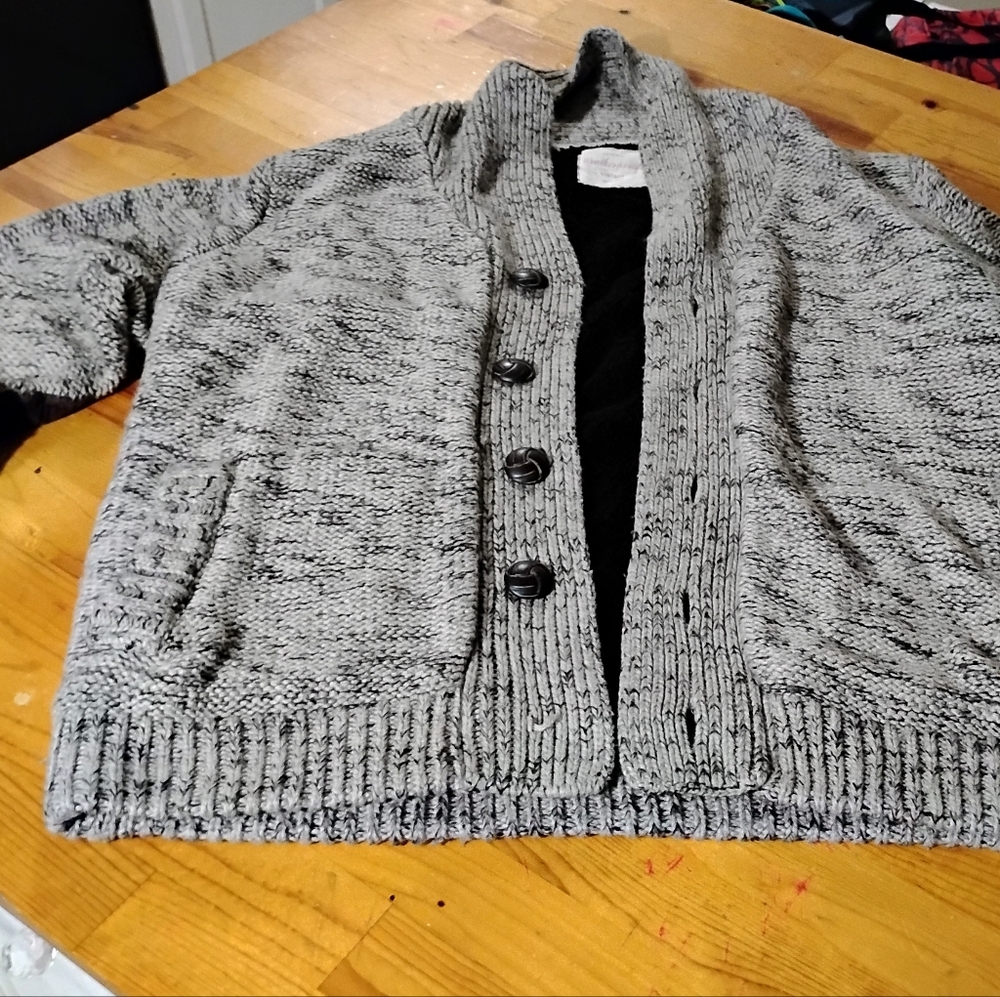 Men's Gray Button-Up Cardigan Sweater